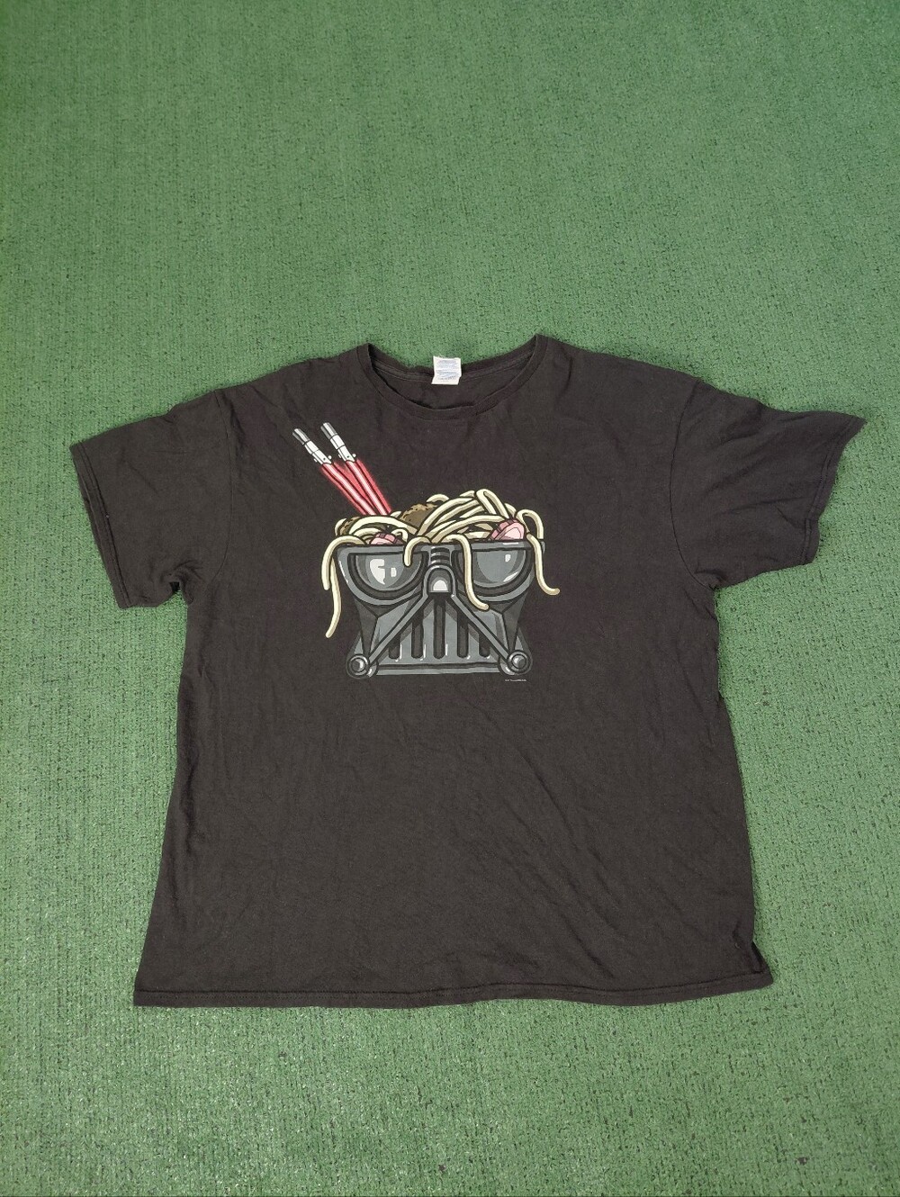 Star Wars Darth Vader Spaghetti Bowl Noodles Funny Food Black T Shirt Sz XL